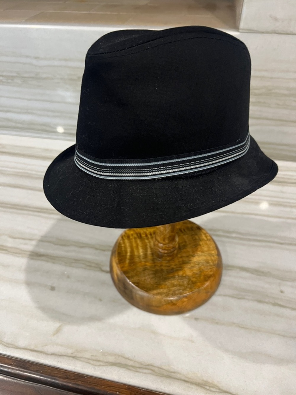 Classic Black Fedora with Striped Band
